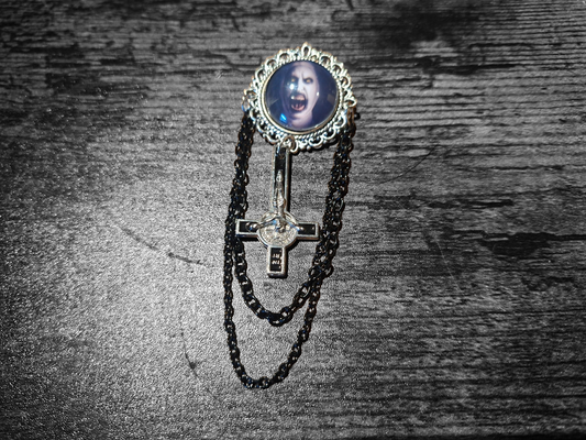 Ornate brooch with chains and inverted crucifix,The Conjuring inspired "Nun"
