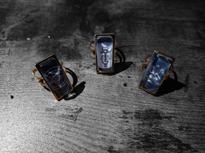 Satanic SIgil/Symbol, Rectangle adjustable Rings : Witchy Goth Occult Jewelry