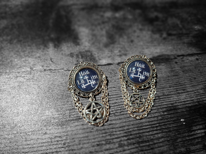 Ornate brooch/pin "Hail Lilith " with choice of Pentergram :goth witchy killstar