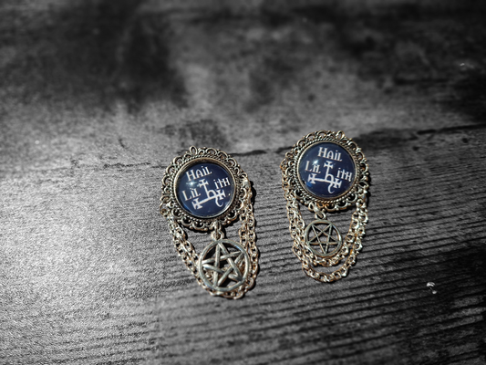 Ornate brooch/pin "Hail Lilith " with choice of Pentergram :goth witchy killstar