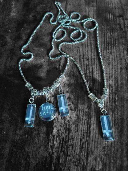 Satanic necklace "Hail Satan with inverted crosses" :goth witchy killstar occult ritual jewelry