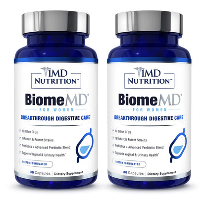 BiomeMD Probiotics for Women — 62B CFUs, 16 Strains + Prebiotics | Doctor-Formulated | 2-Pack