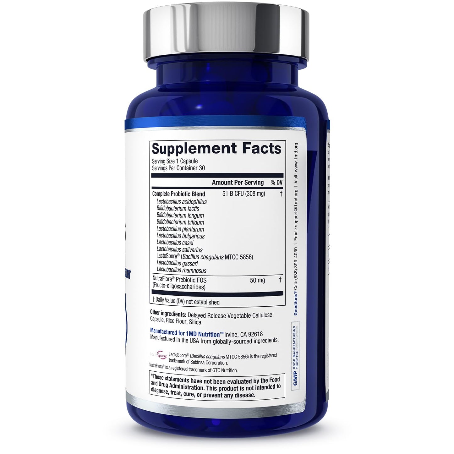 1MD Complete Probiotics Platinum | 51 Billion CFU, 11 Strains, Dairy-Free | Digestive Health Support | 3-Pack