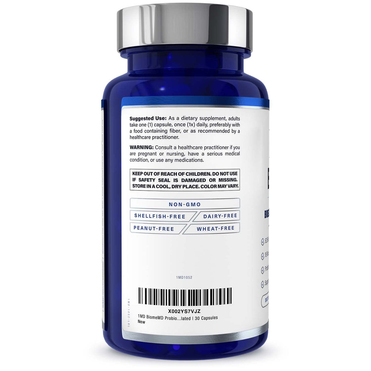 BiomeMD Probiotics for Women by 1MD Nutrition – 62B CFUs, 15 Strains + Prebiotics | Doctor-Formulated