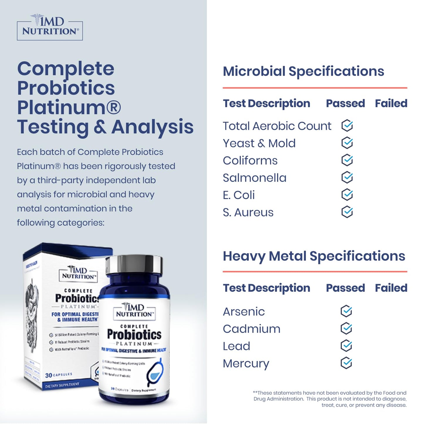 1MD Nutrition Complete Probiotics Platinum – 51B CFU, 11 Strains, Dairy-Free, 30 Capsules