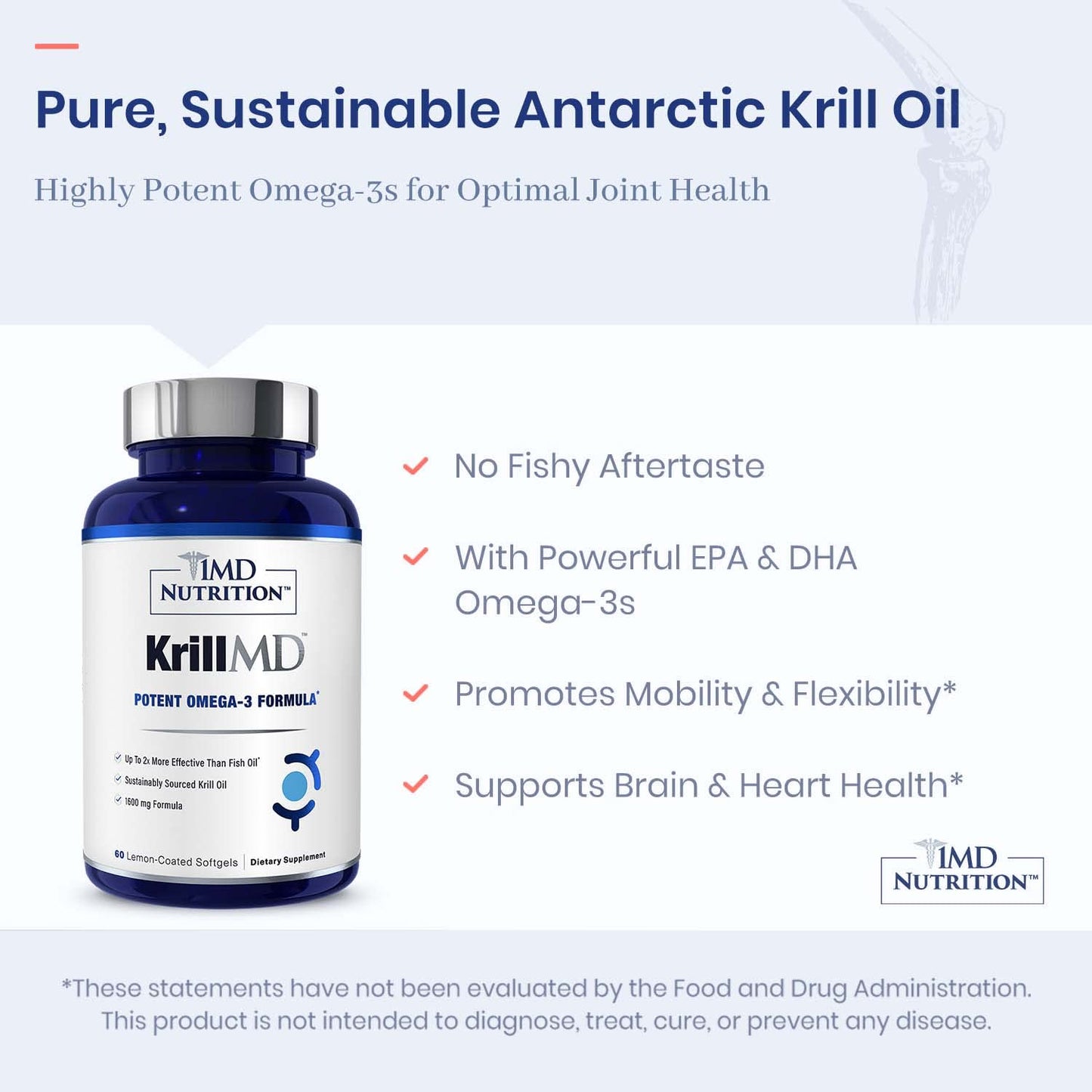 1MD KrillMD Antarctic Krill Oil Omega-3 with Astaxanthin | 60 Softgels | 2x More Effective Than Fish Oil
