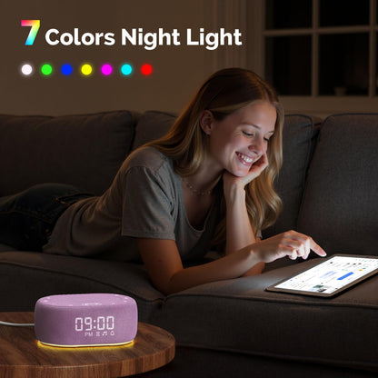 1Mii Purple White Noise Sleep Machine – 18 Sounds, Night Light, App Control, Alarm & Timer