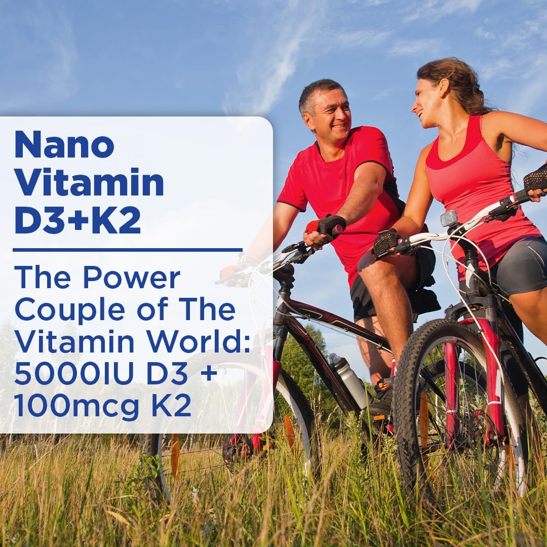 Nano Vitamin D3+K2 Nano-Particles – 5000 IU, Rapid Absorption, 1 oz (Non-GMO, Gluten Free)