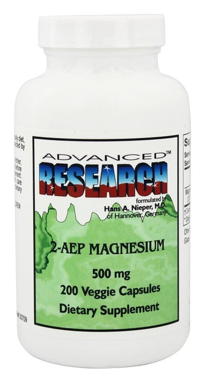 2-AEP Magnesium 500 mg | 200 Veggie Vcaps | Non-GMO, Gluten Free