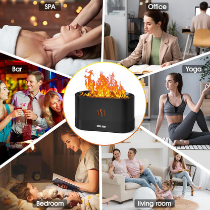 2 Pack Essential Oil Diffuser - 7 Color Flame, Auto-Off, 180mL, Black
