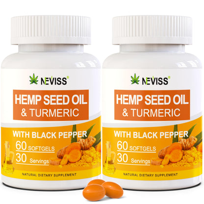 2 Pack Hēmp Oil Capsules with Turmeric — Organic Hemp Seed Oil + Curcumin