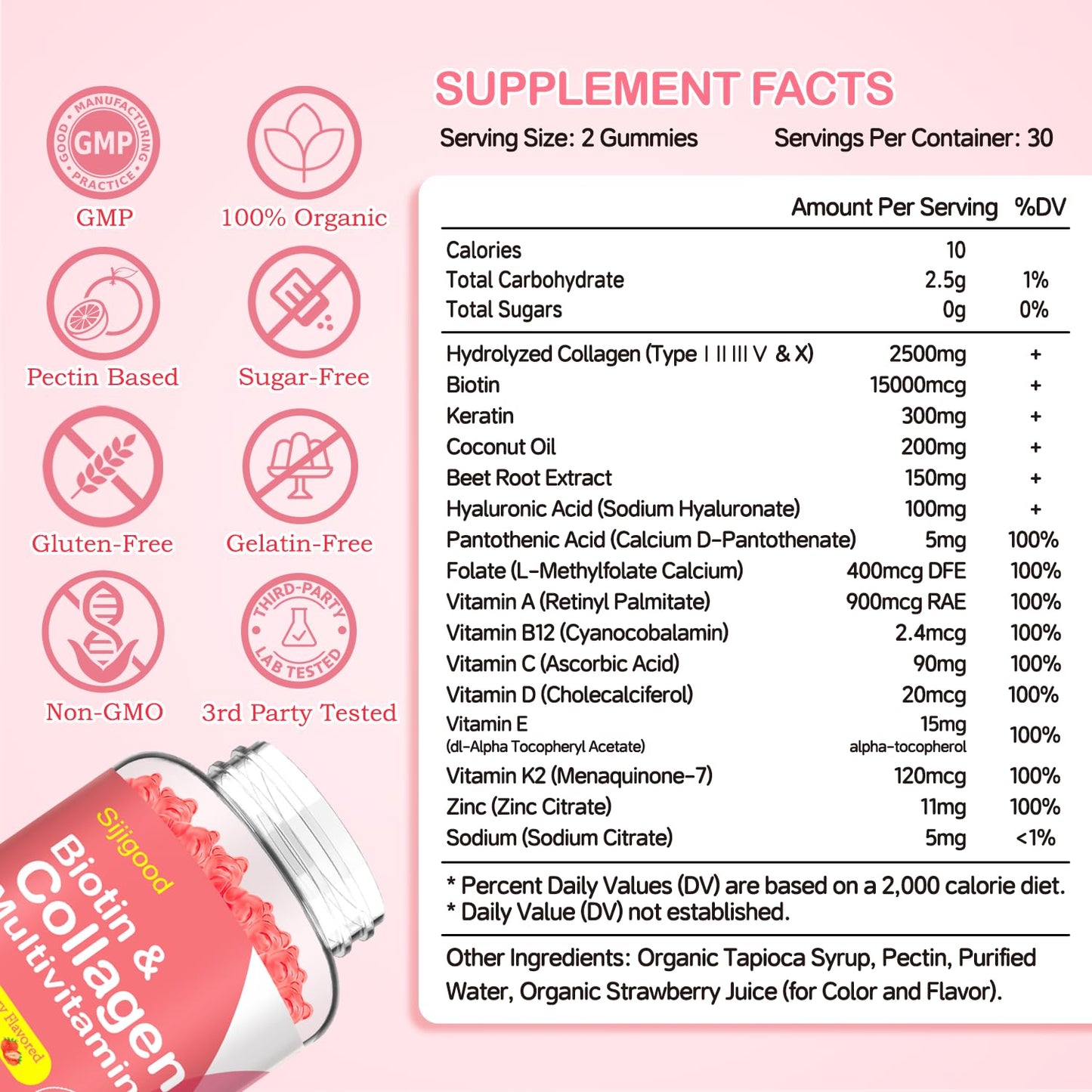 2 Pack Multi Collagen Peptides Gummies – Type I-V, Biotin, HA, Vitamins