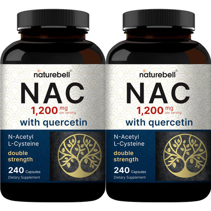 2 Pack NAC with Quercetin – 1200mg/Serving, 480 Capsules | Non-GMO