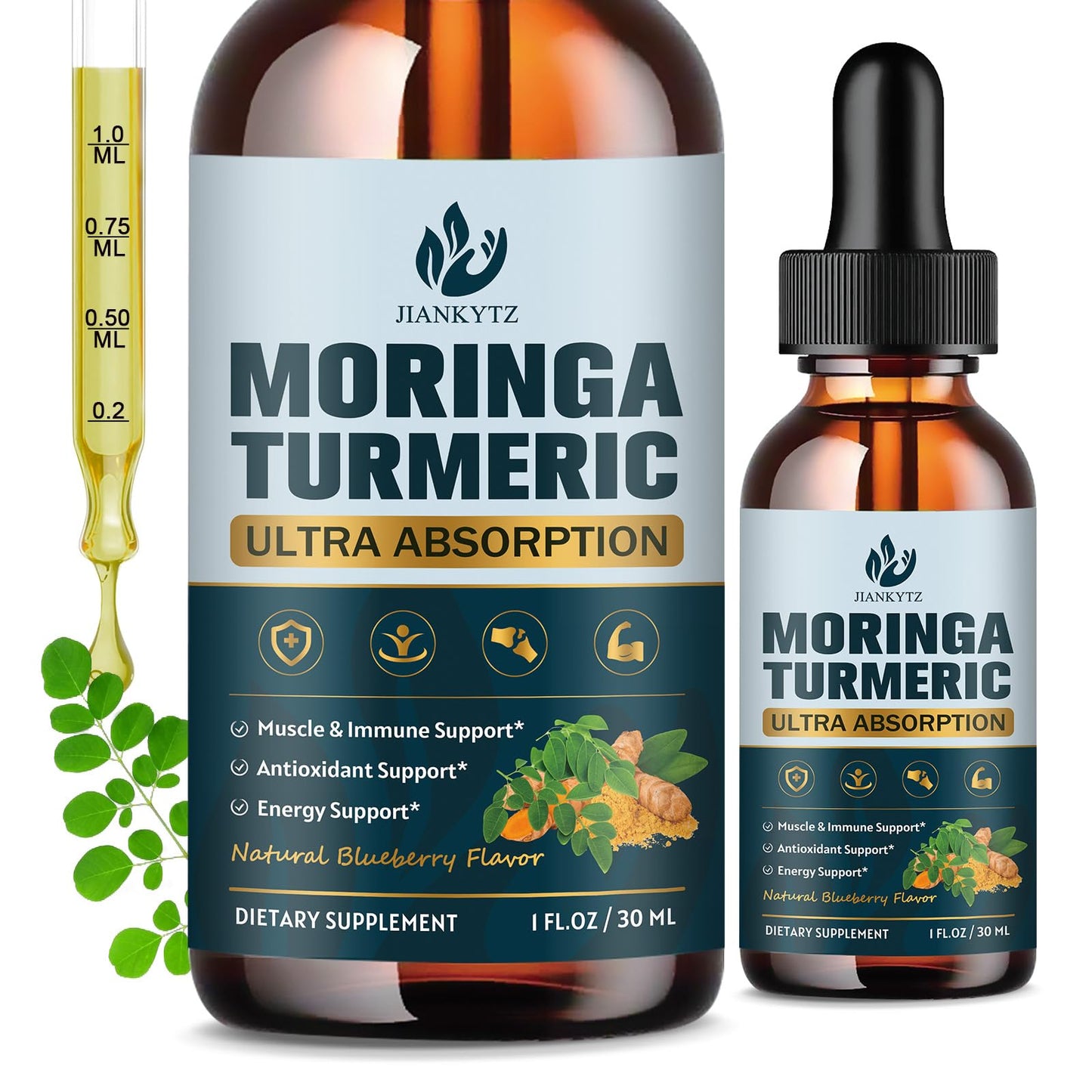 (2 Pack) Organic Moringa Leaf Extract Liquid Drops – Energy, Immune & Skin Support | 1 fl oz