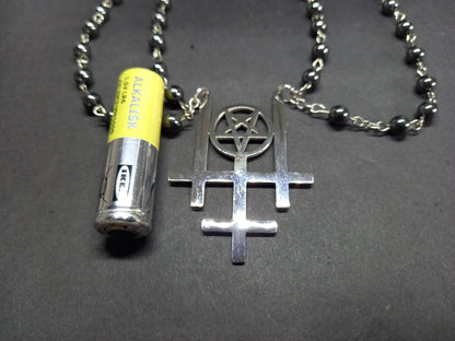 Occult "Satanic Trinity ,three inverted crosses with inverted pentagram" double layer rosary