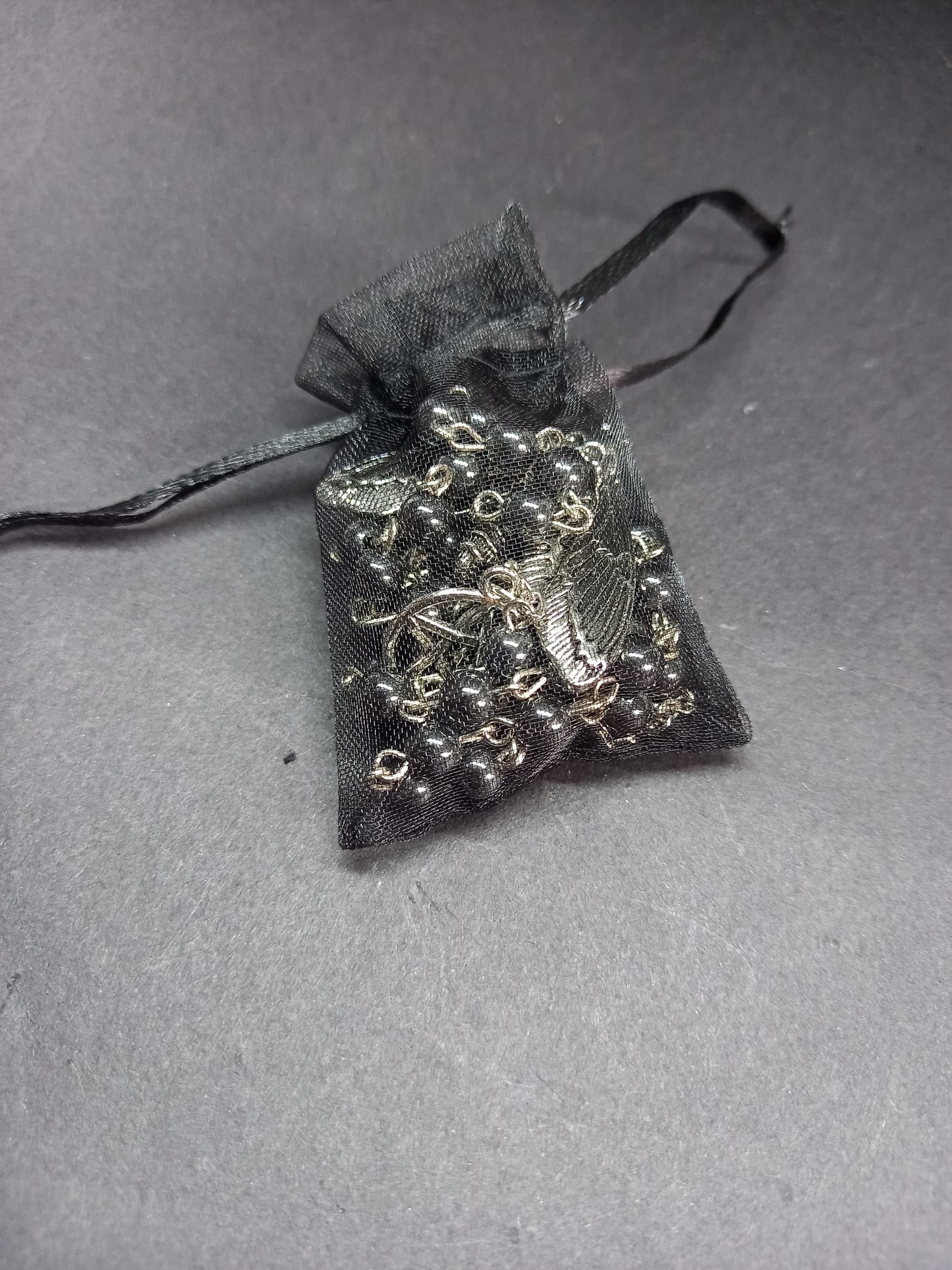 Witchcraft Pagan "Death head moth with pentagrams" double layer witch rosary