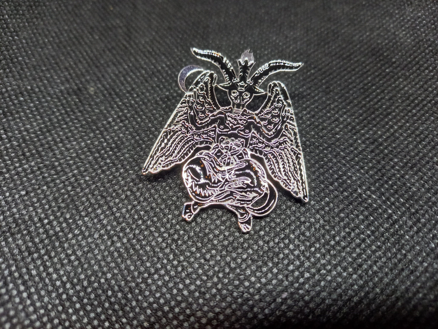 Occult Satanic large black enamel "Baphomet" pin badge