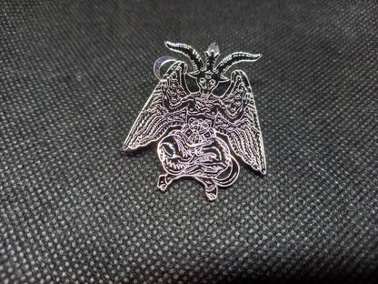 Occult Satanic large black enamel "Baphomet" pin badge