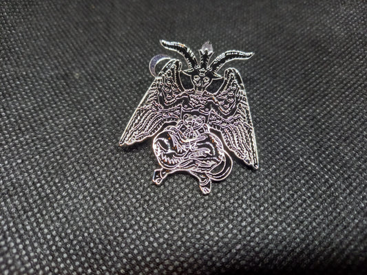 Occult Satanic large black enamel "Baphomet" pin badge