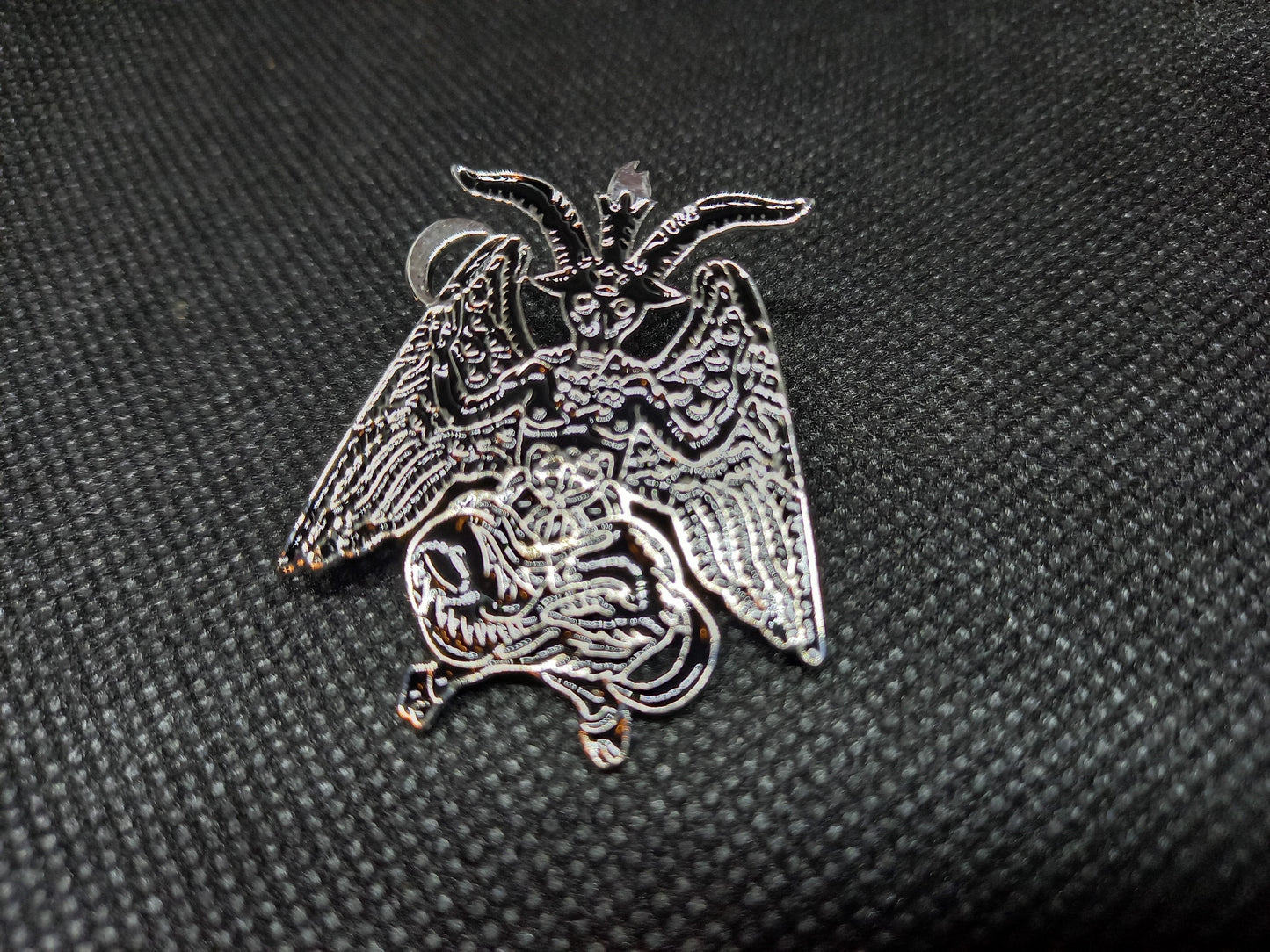 Occult Satanic large black enamel "Baphomet" pin badge