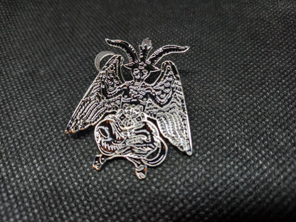Occult Satanic large black enamel "Baphomet" pin badge