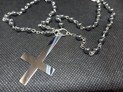 witch witchcraft Satanic Occult "Stainless steel Inverted cross with inverted pentagrams " double layer rosary