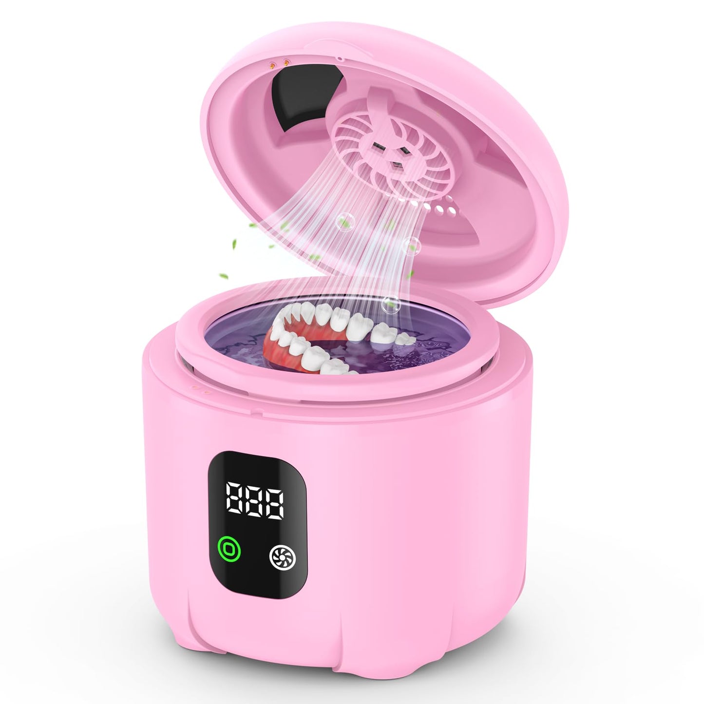 2025 Ultrasonic Retainer Cleaner – 45KHz 25W with Drying, UVC Light, Removable Tank | Pink