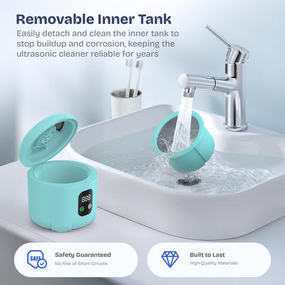 2025 Ultrasonic Retainer Cleaner 45kHz 25W – Portable with Drying (Blue)