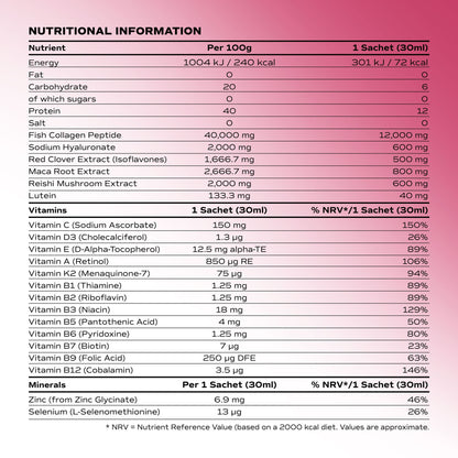 Benjamin Button 12,000mg Marine Collagen Drink - Passionfruit Liquid Sachets - 14 Sachets - Menopause Support