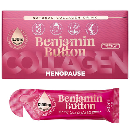 Benjamin Button 12,000mg Marine Collagen Drink - Passionfruit Liquid Sachets - 14 Sachets - Menopause Support