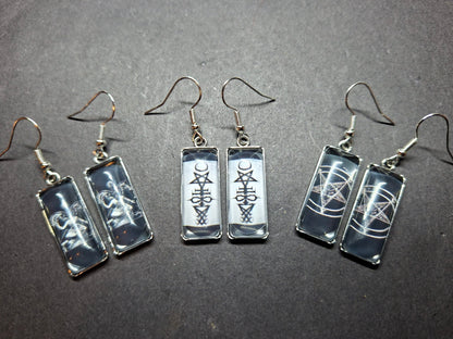 Goth Gothic Witchy Occult "Satanic" Stainless Steel rectangle image earrings