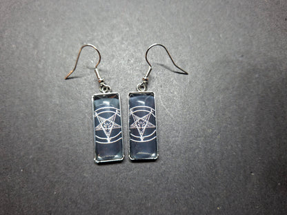 Goth Gothic Witchy Occult "Satanic" Stainless Steel rectangle image earrings