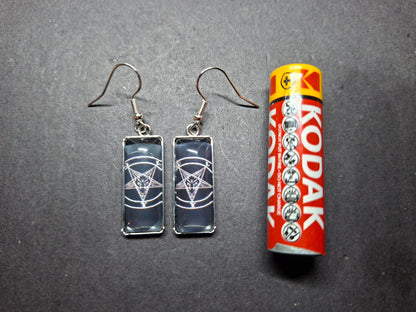 Goth Gothic Witchy Occult "Satanic" Stainless Steel rectangle image earrings