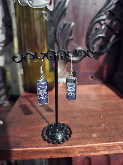 Goth Gothic Witchy Occult "Satanic" Stainless Steel rectangle image earrings