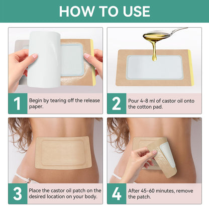 20Pcs Castor Oil Pack Wrap - Organic Cotton Patches for Liver & Stomach