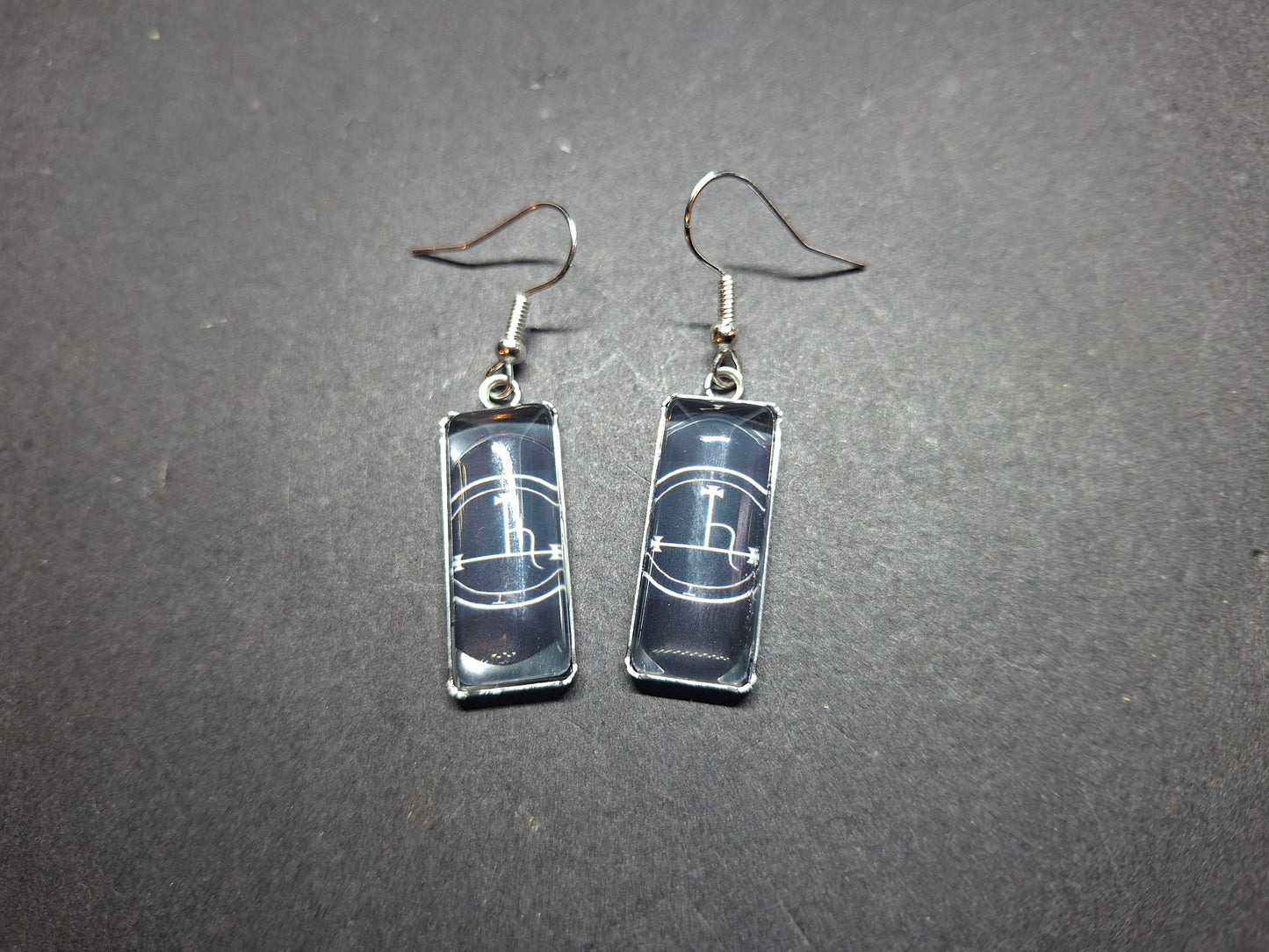Goth Gothic Witchy Occult Sigil of "Lilith" Inspired Stainless Steel rectangle image earrings