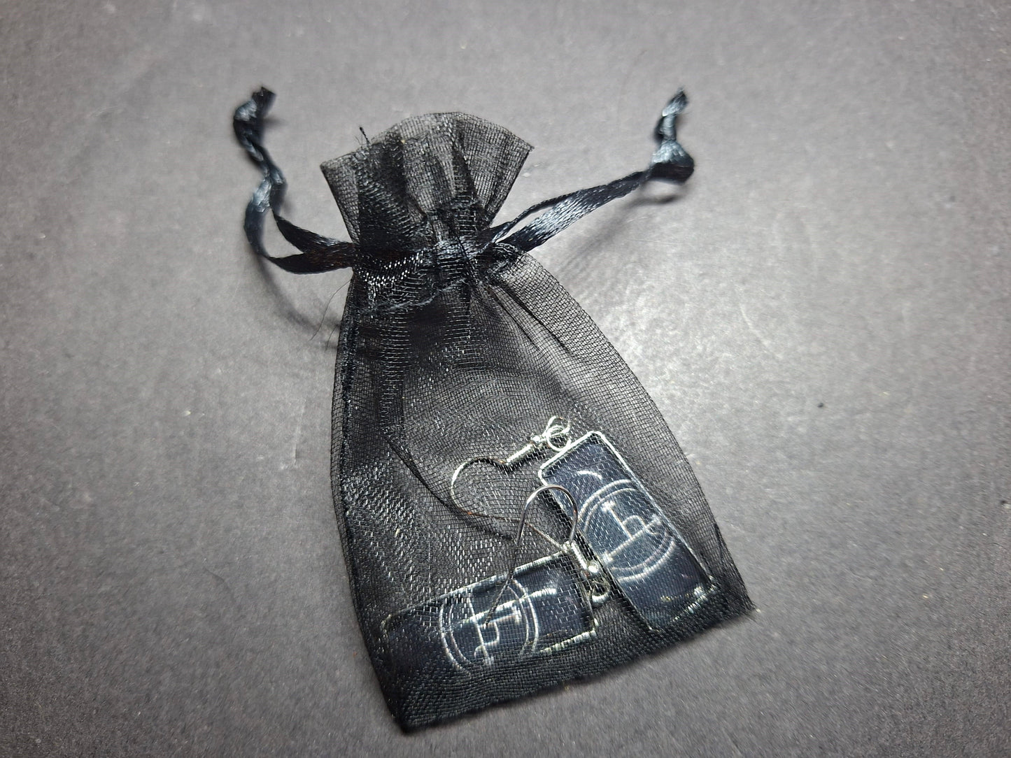 Goth Gothic Witchy Occult Sigil of "Lilith" Inspired Stainless Steel rectangle image earrings