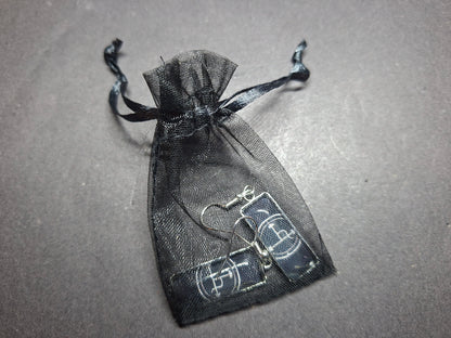 Goth Gothic Witchy Occult Sigil of "Lilith" Inspired Stainless Steel rectangle image earrings