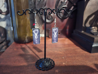Goth Gothic Witchy Occult Succubus "Lilith" Inspired Stainless Steel rectangle image earrings