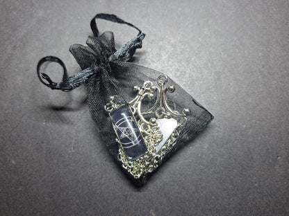Goth Gothic Witchy Occult "Satanic Chandelier" Stainless Steel rectangle image earrings with chains