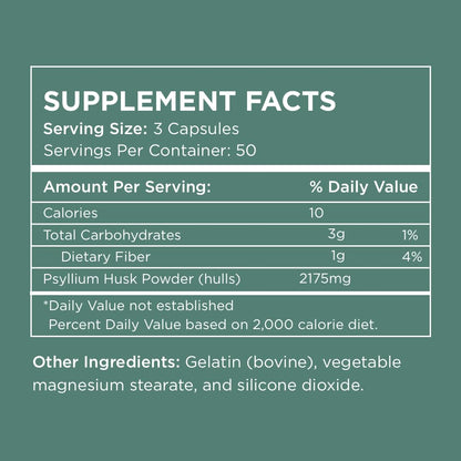 Psyllium Husk Fiber Supplement – Daily Digestive Health & Regularity, 2,175mg per Serving, 150 Capsules | Pure for Men & Pure for Her