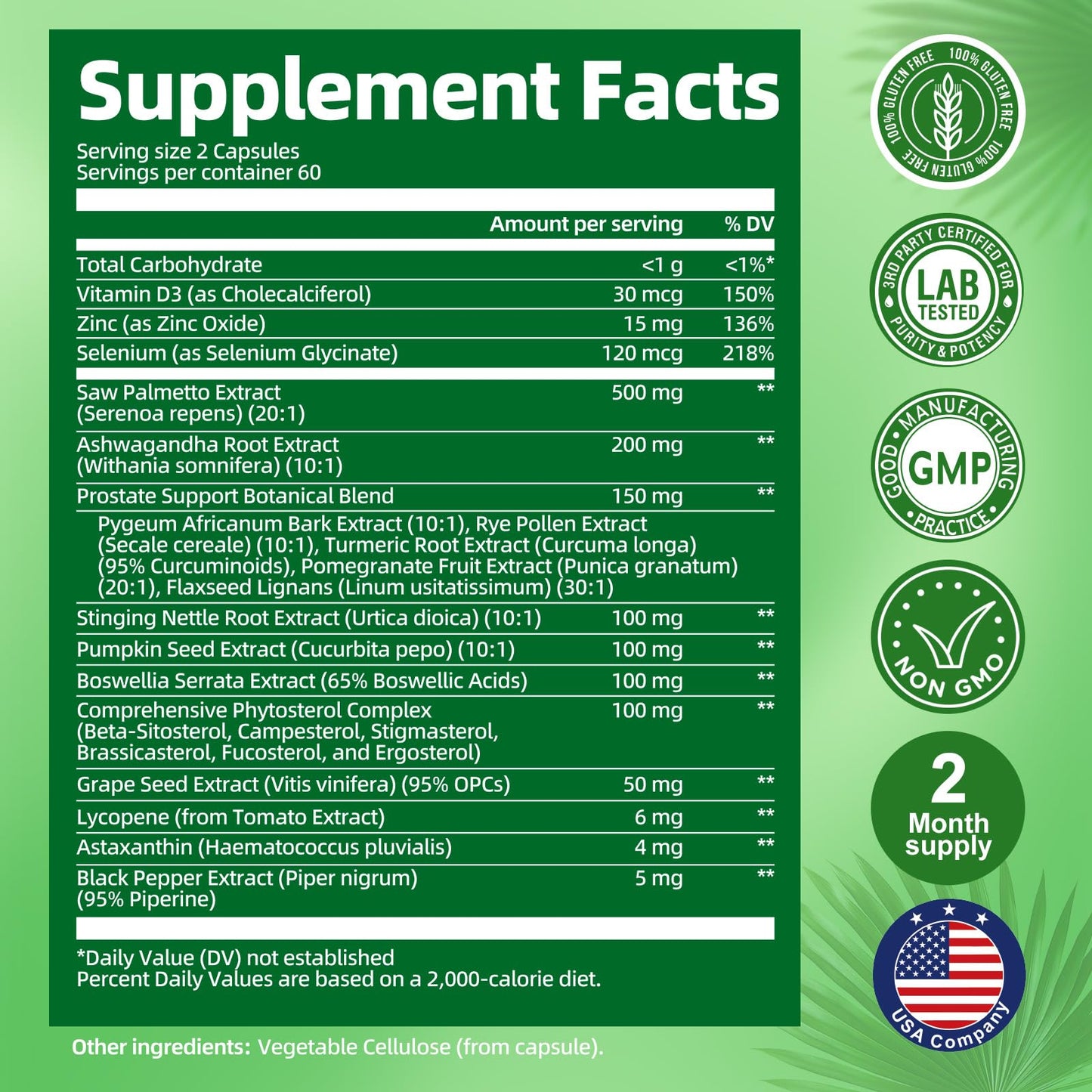 23-in-1 Saw Palmetto for Men – 10,000 mg per Serving Prostate Health Supplement with Ashwagandha, Pumpkin Seed, Stinging Nettle – 120 Caps