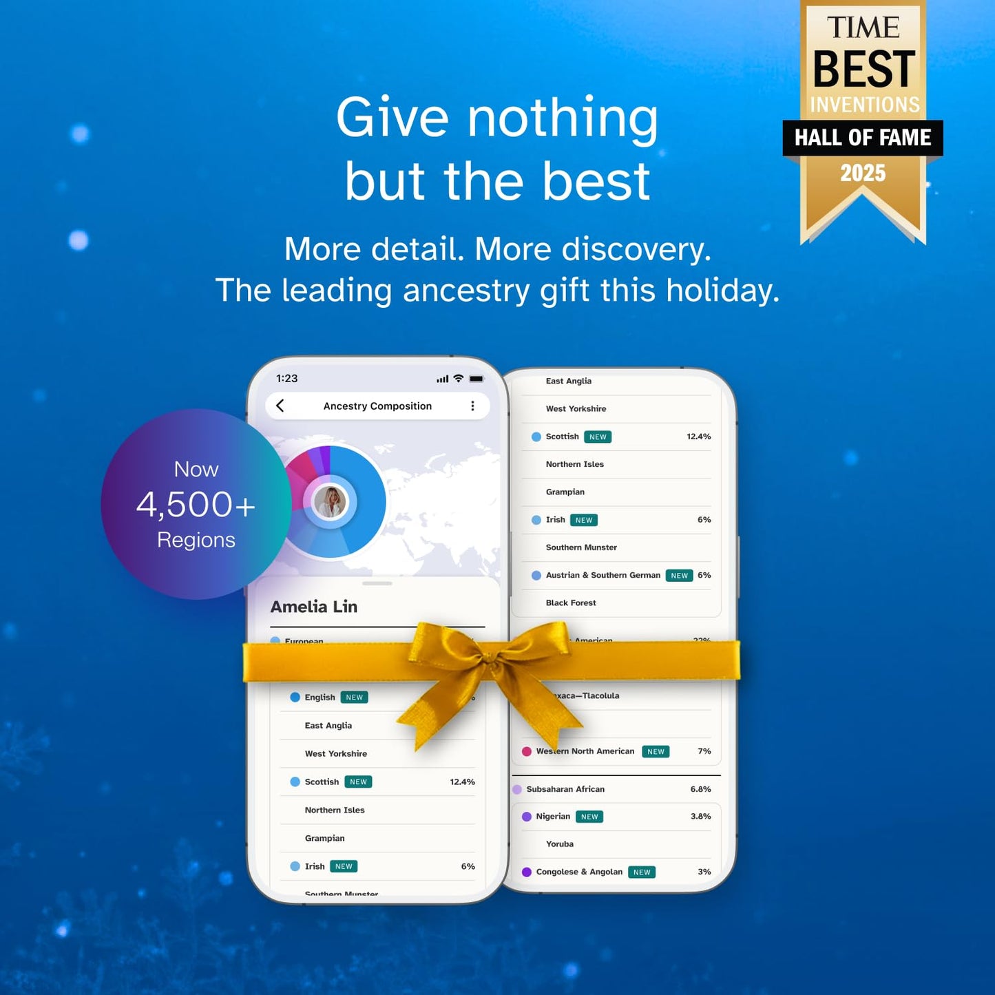 23andMe Ancestry Service - DNA Test Kit, Personalized Genetic Legacy, 4,500+ Geographic Regions, Ancestry Test, Family Tree, DNA Relative Finder, Origins, Ethnicities, Traits, Ancestry Reports
