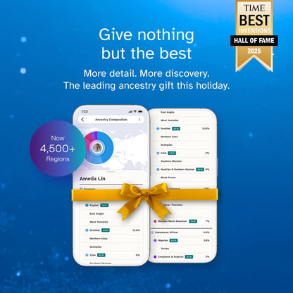 23andMe Ancestry Service - DNA Test Kit, Personalized Genetic Legacy, 4,500+ Geographic Regions, Ancestry Test, Family Tree, DNA Relative Finder, Origins, Ethnicities, Traits, Ancestry Reports
