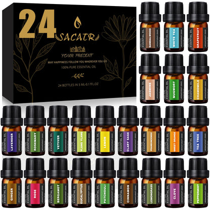 24 x 5ml Essential Oils Set – Natural Oils for Diffuser & DIY Projects