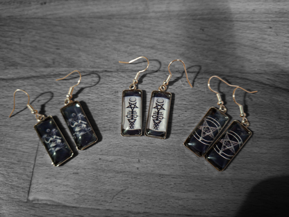 Goth Gothic Witchy Occult "Satanic" Stainless Steel rectangle image earrings