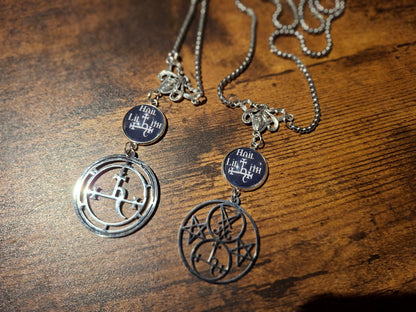 Nouveau style necklace with"Hail Lilith with sigil details :goth witchy killstar satanic