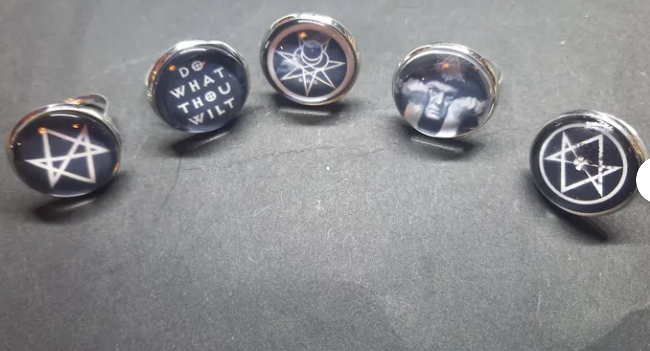 Goth Gothic Witchy witch witchcraft Occult Aleister Crowley inspired "Thelema" fully adjustable rings set