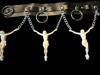 O ring and chain belt with 4 Christ's ,Gothic witchy Style