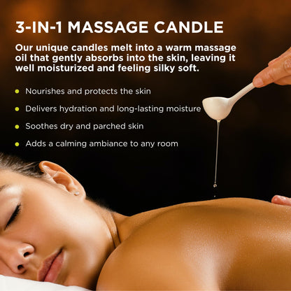 3-in-1 Massage Candle – Lavender (6 oz) | Coconut, Apricot & Soybean Oil | Vegan